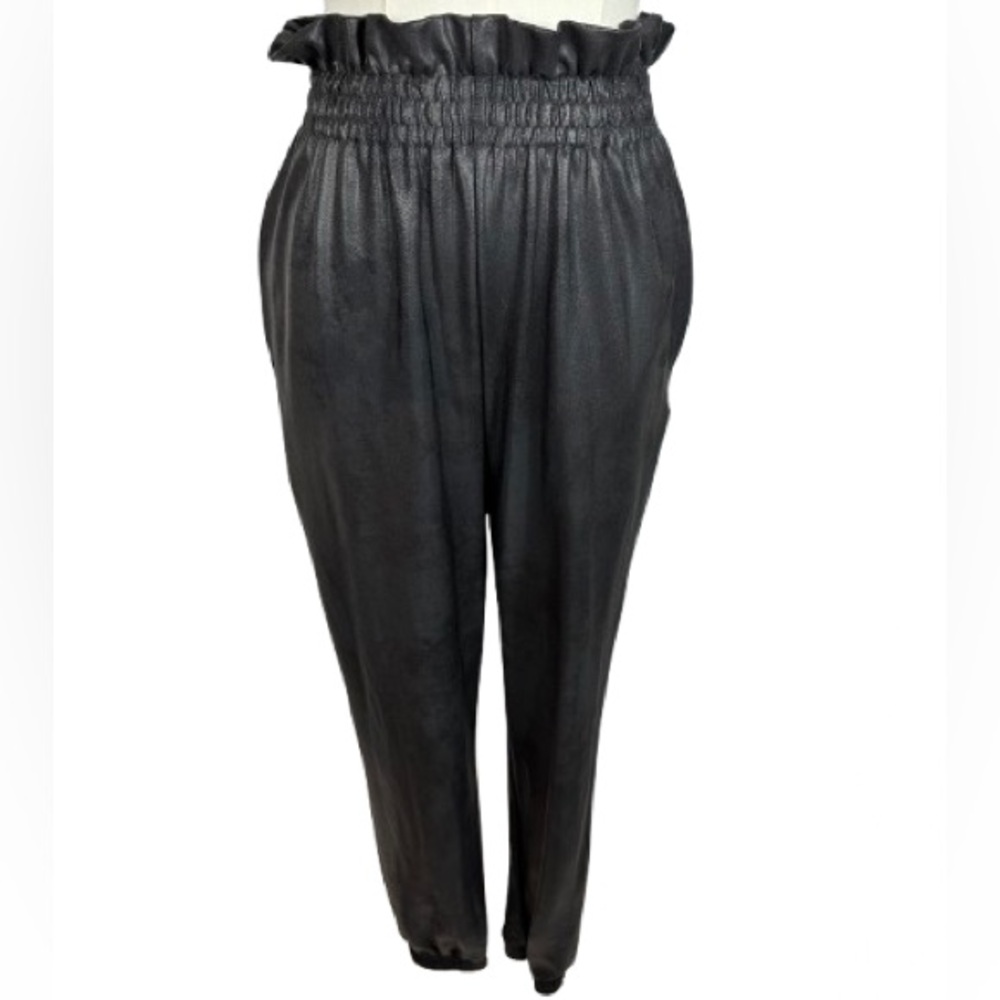 Gianni Bini Black Faux Leather Jogger Pants Size XS
